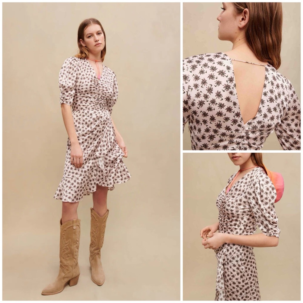 Maje ~ Ralitina Gathered V Neck Dress